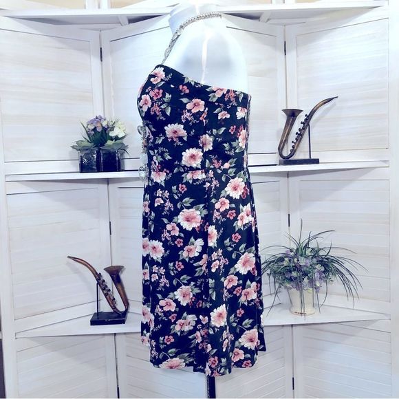 American Eagle Outfitters floral print pink black strapless mini dress sz XXL - Picture 4 of 9